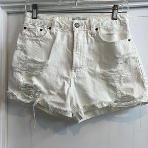 Abercrombie & Fitch Annie High Rose White Denim Shorts Size 2/26